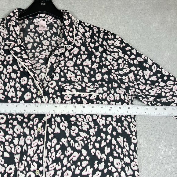 Victoria's Secret Pajamas Womens Medium Black Pink Leopard Shirt Shorts PJ Set - Picture 4 of 12